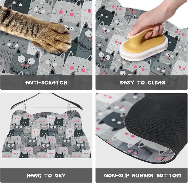 Zoeeya Grey Cat Food & Water Mats - Absorbent Pet Feeding Placemats 23.6 * 13.7 inch - Image 3